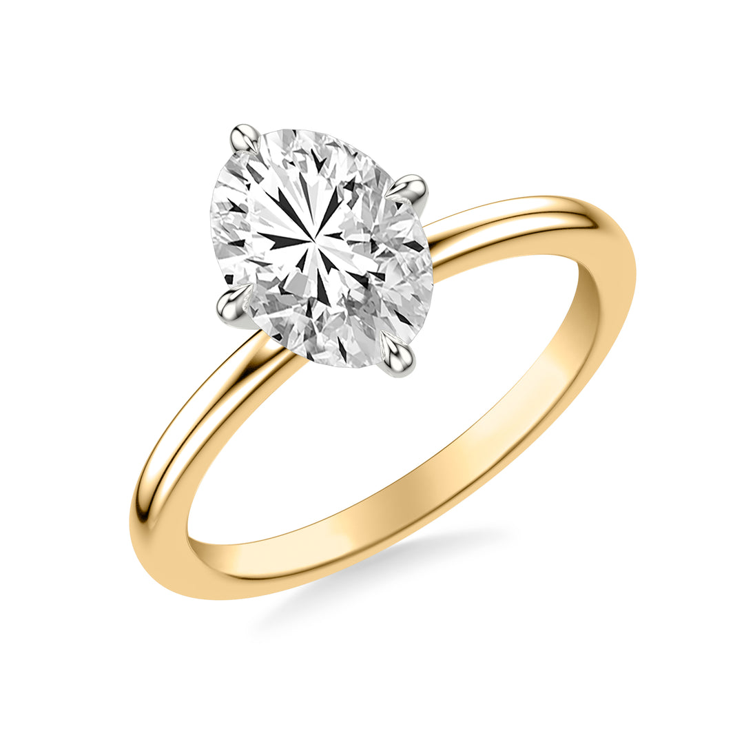 Classic Solitaire Engagement Ring with North-South Claw Prongs and Polished Shank