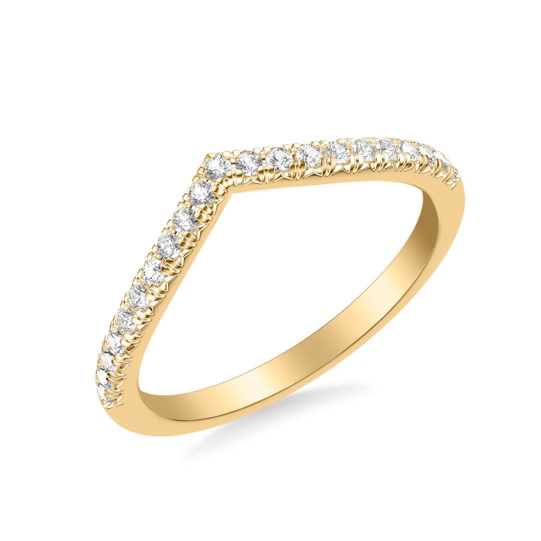 Classic V Curved Wedding Band with Round Diamonds