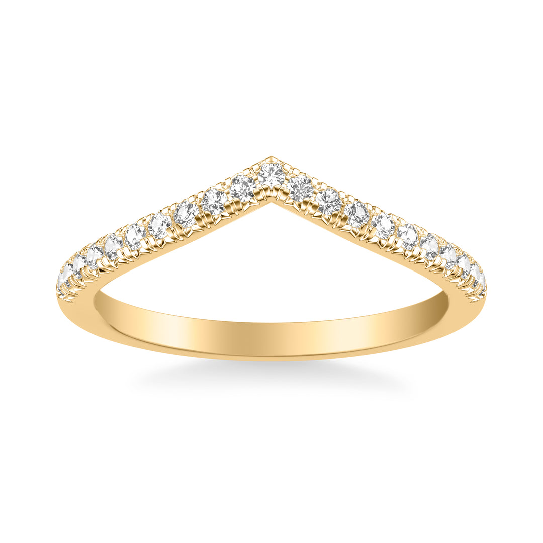 Classic V Curved Wedding Band with Round Diamonds