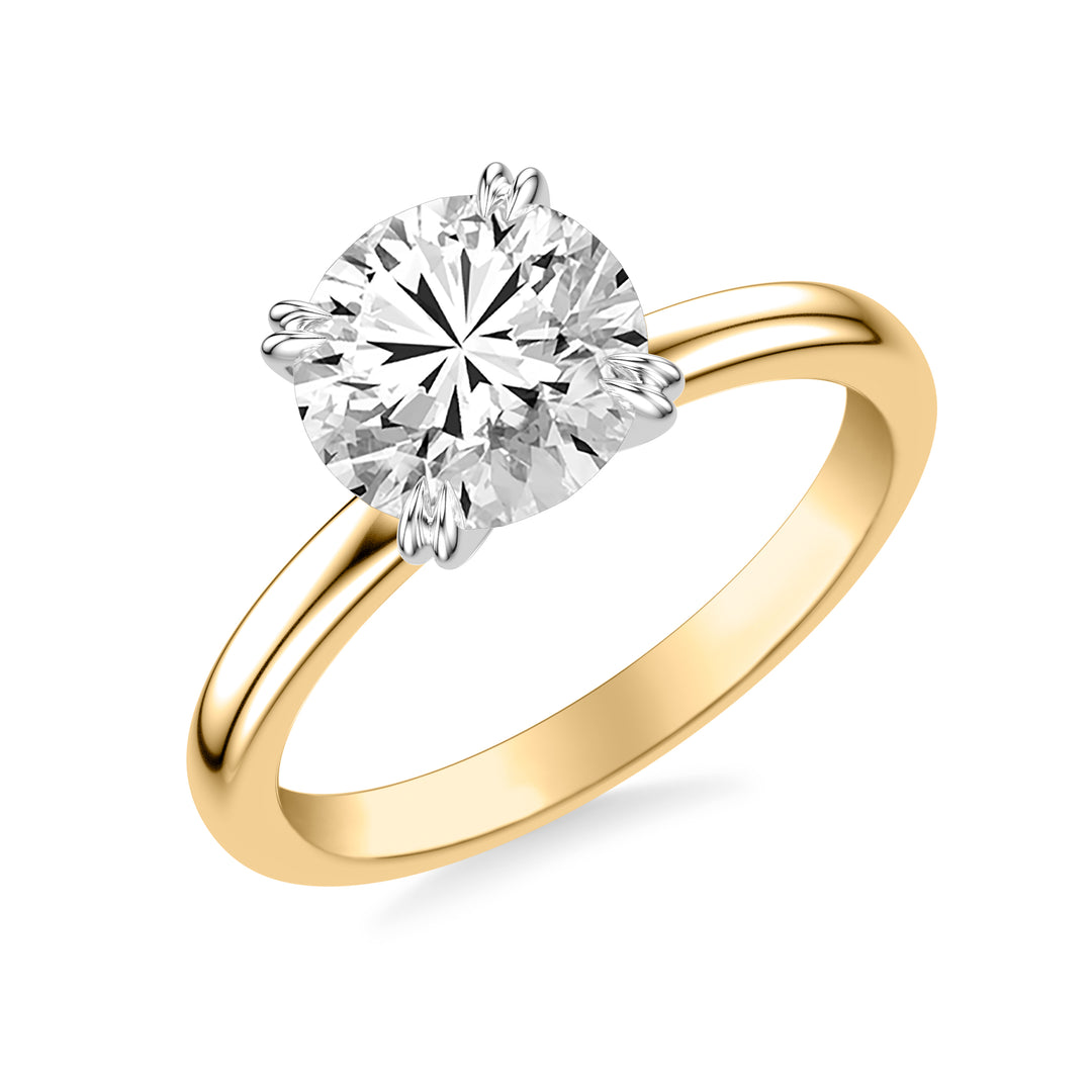 31-12285IRYW-E.00 - Goldman - Classic Solitaire Engagement Ring with Double Claw Prongs and Polished Shank