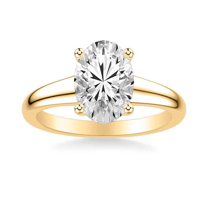 Classic Solitaire Engagement Ring with Hidden Halo and Tapered 4-2MM Wide Polished Shank