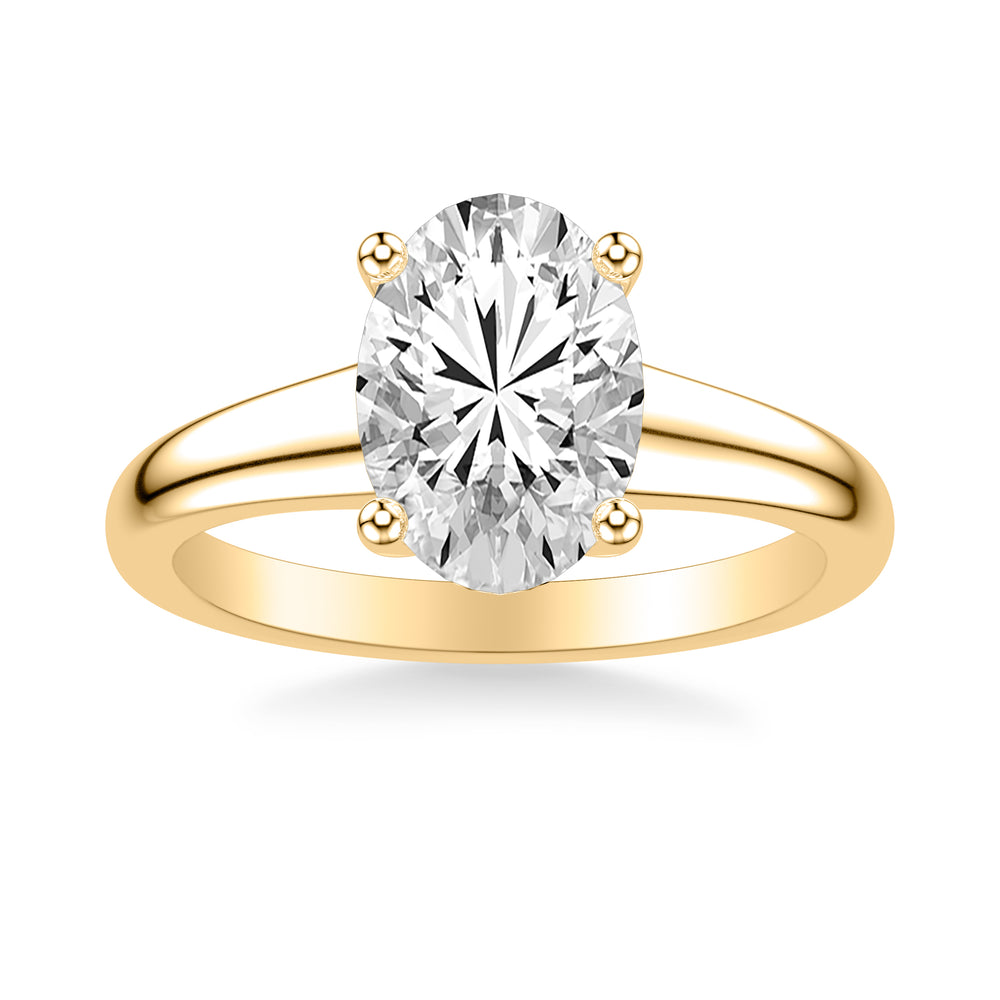 Classic Solitaire Engagement Ring with Hidden Halo and Tapered 4-2MM Wide Polished Shank.  Center Stone is not included.