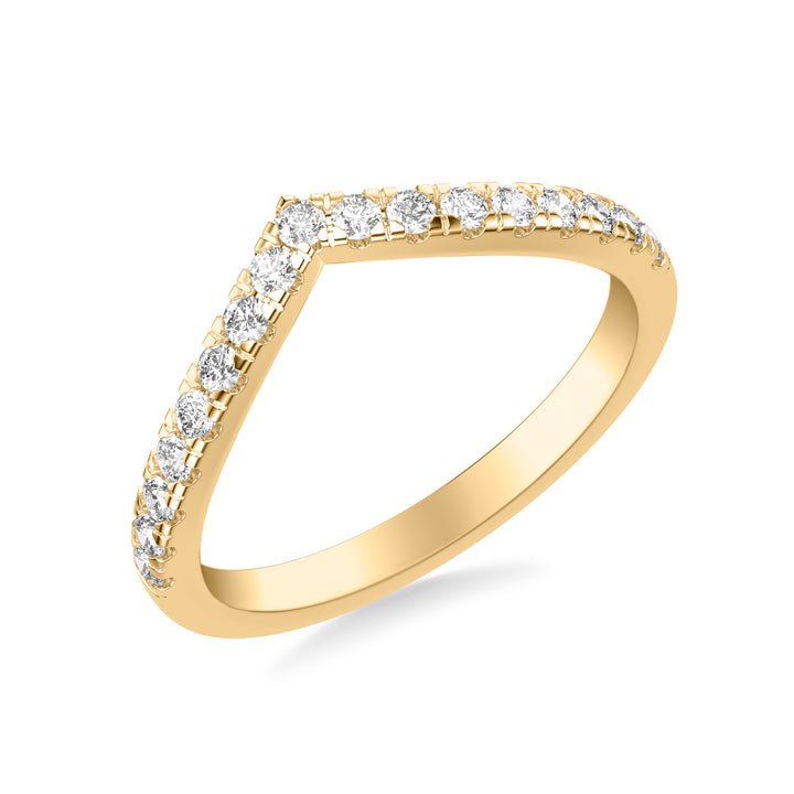 Classic V Curved Wedding Band with Round Diamonds