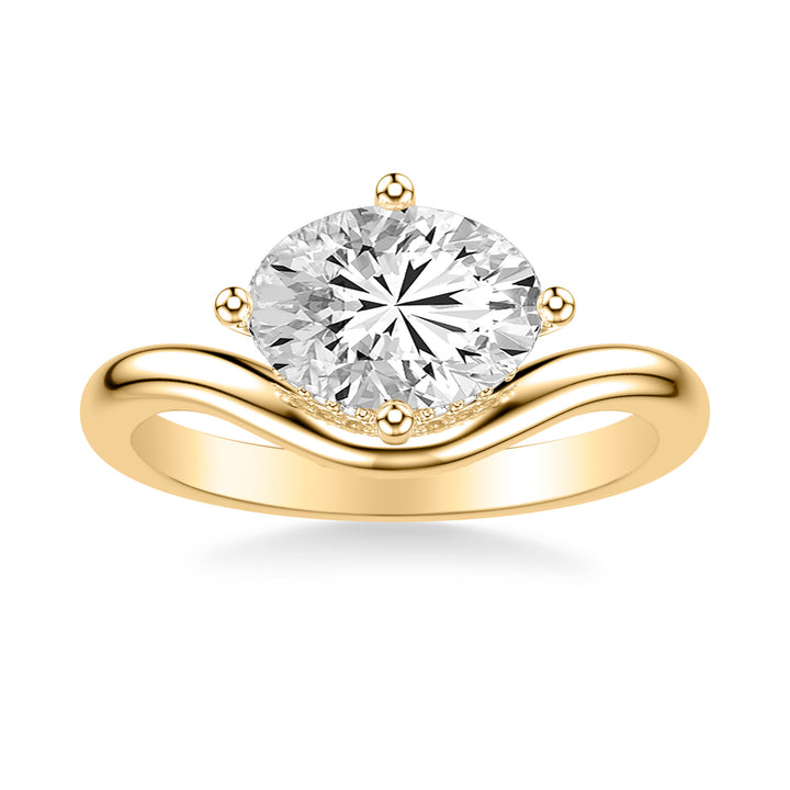 Contemporary Floating Diamond Engagement Ring with Hidden Halo and Curved Polished Shank
