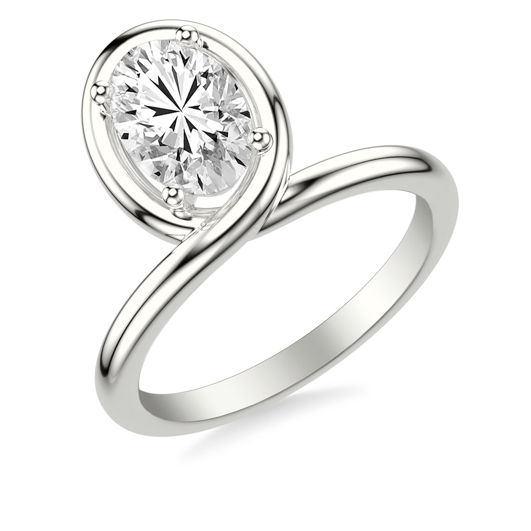 Contemporary Floating Bezel Wrap Engagement Ring with Polished Shank