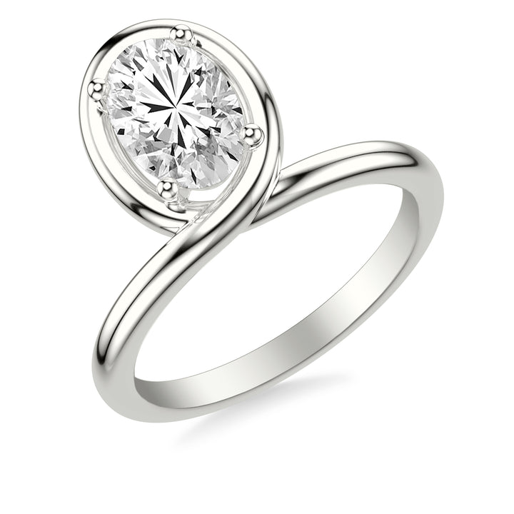 Contemporary Floating Bezel Wrap Engagement Ring with Polished Shank