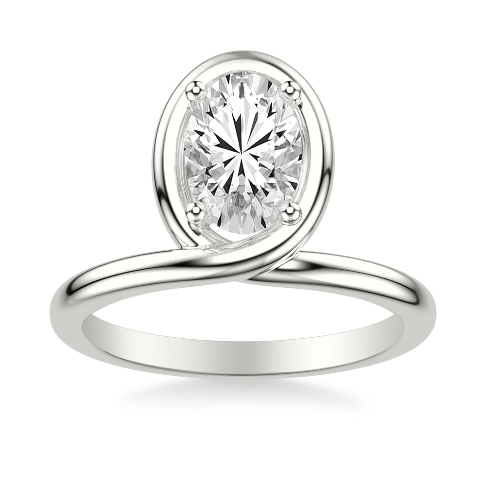 Contemporary Floating Bezel Wrap Engagement Ring with Polished Shank