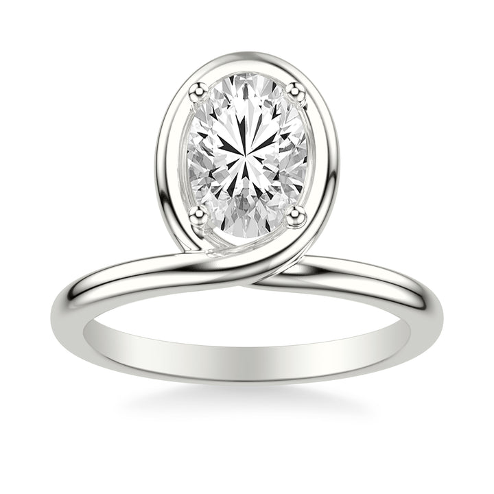 Contemporary Floating Bezel Wrap Engagement Ring with Polished Shank