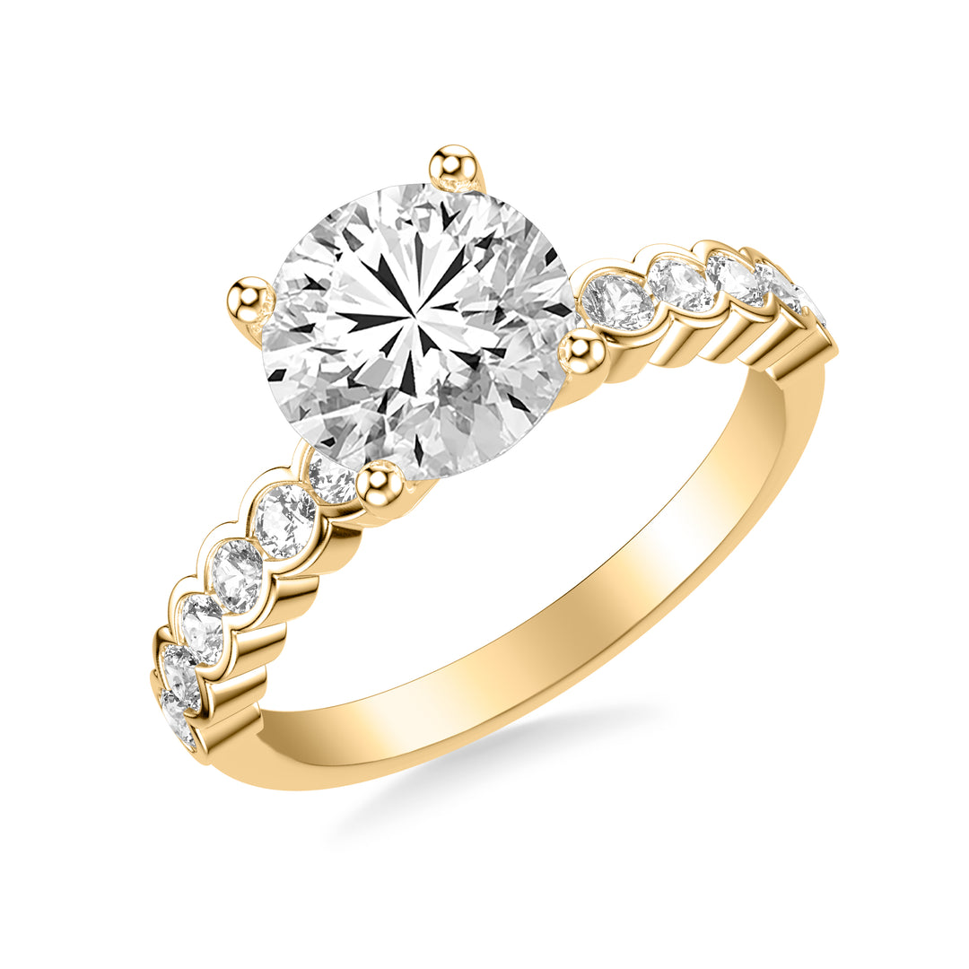 31-12292IRY-E.00 - Goldman - Contemporary Engagement Ring with Bezel Set Round Diamond Scalloped Shank