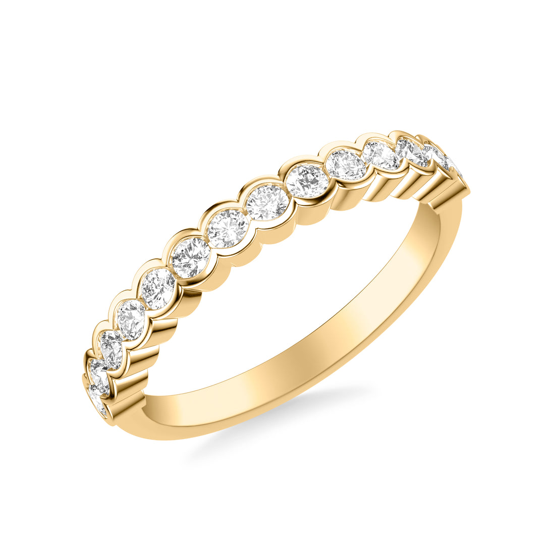 31-12292Y-L.00 - Goldman - Contemporary Bezel Set Round Diamond Scalloped Wedding Band