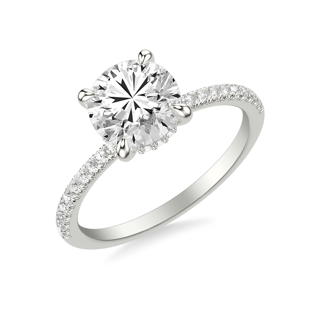 31-12296HRW-E.00 - Goldman - Classic Engagement Ring with Hidden Halo and Claw Prongs with Diamond Shank