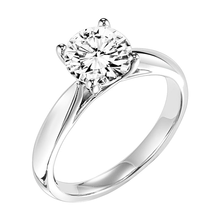 Classic Solitaire Engagement Ring with Trellis Setting and Polished Shank.  Center Stone is not included.