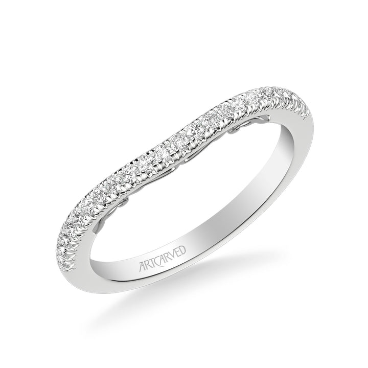 31-V1009-L - ARTCARVED - Lyric Curved Diamond Wedding Band with Inner Carved details