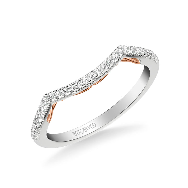 31-V1013WR-L.00 - ARTCARVED - Lyric Curved Diamond Wedding Band with Inner Carved details