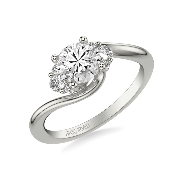31-V1030ERW-E.00 - ARTCARVED - Classic Engagement Ring with Round Side Stones and Bypass Shank