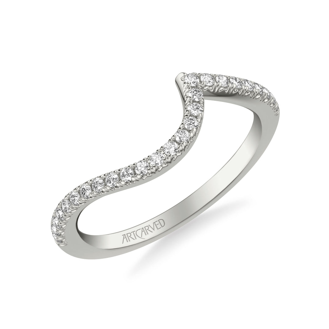 31-V1030DRW-L.00 - ARTCARVED - Classic Curved Wedding Band with Round Diamonds