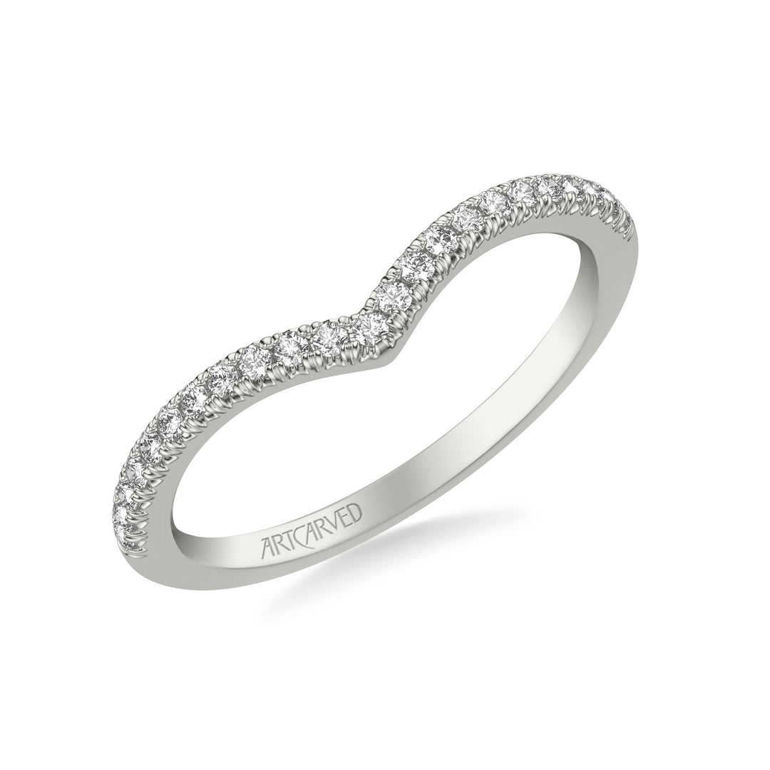 31-V1033W-L.00 - ARTCARVED - Classic Curved Wedding Band with Round Diamonds