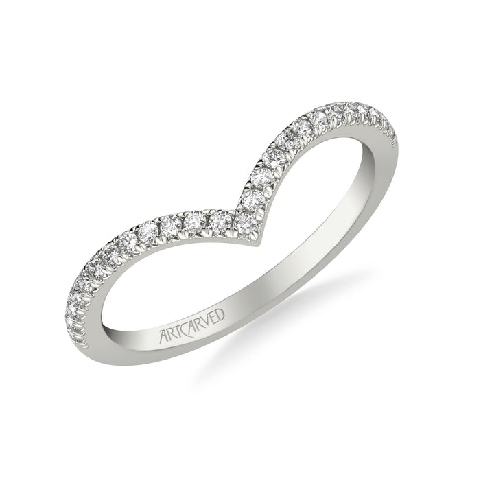 31-V1038-L - ARTCARVED - Classic Curved Wedding Band with Round Diamonds