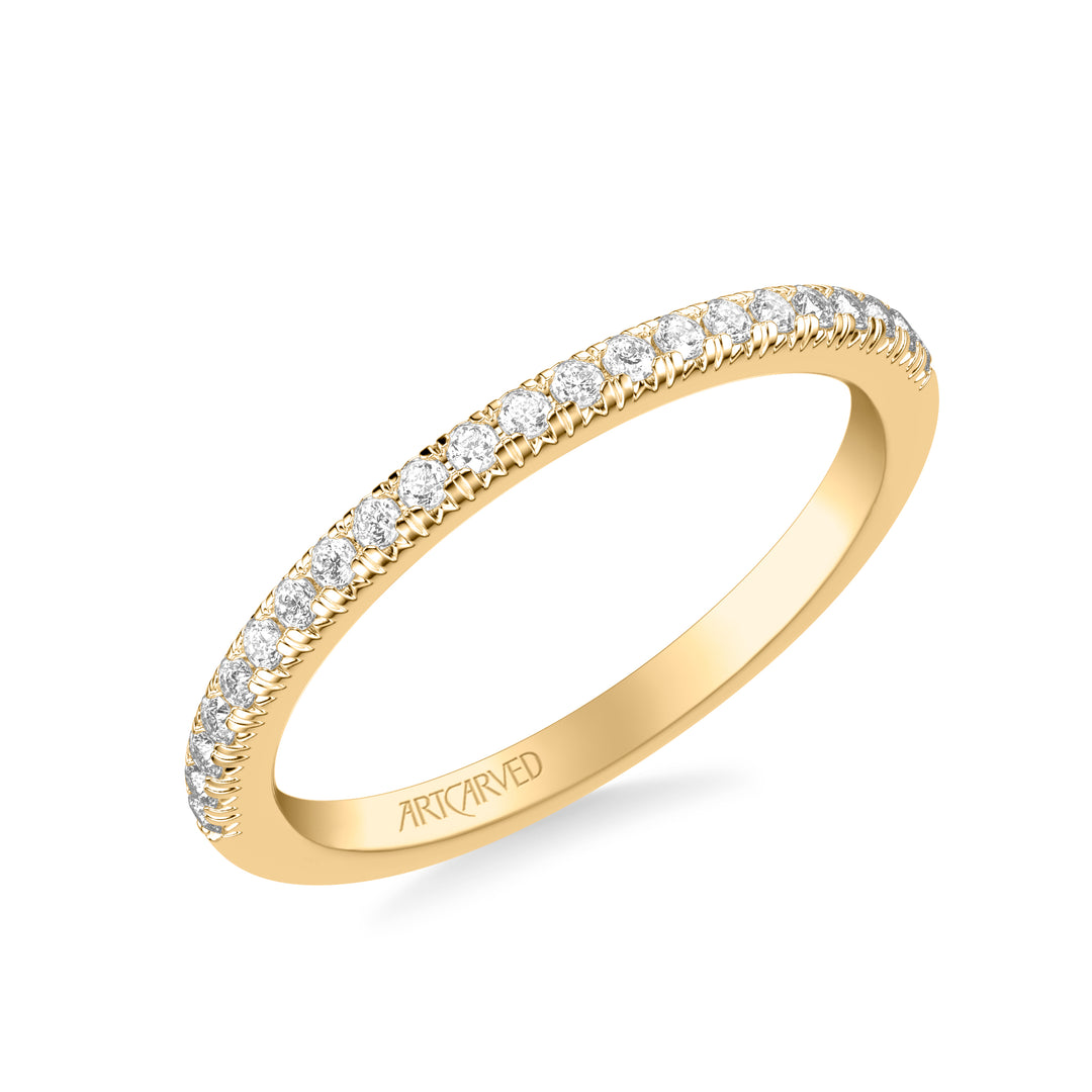 31-V1062-L - ARTCARVED - Classic Wedding Band with Round Diamonds