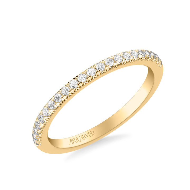 31-V1062-L - ARTCARVED - Classic Wedding Band with Round Diamonds