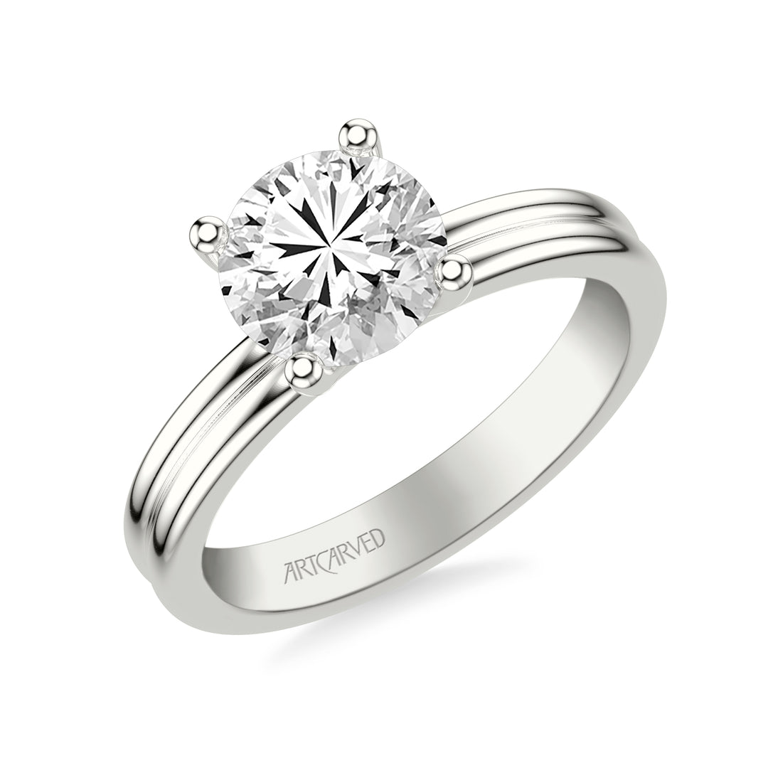Classic Solitaire Engagement Ring with Double Polished Shank.  Center Stone is not included.