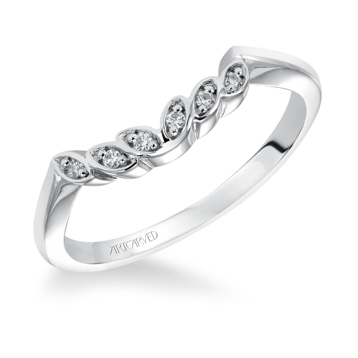 31-V317ERW-L.00 - ARTCARVED - Floral Curved Wedding Band with Diamond Petal Accents