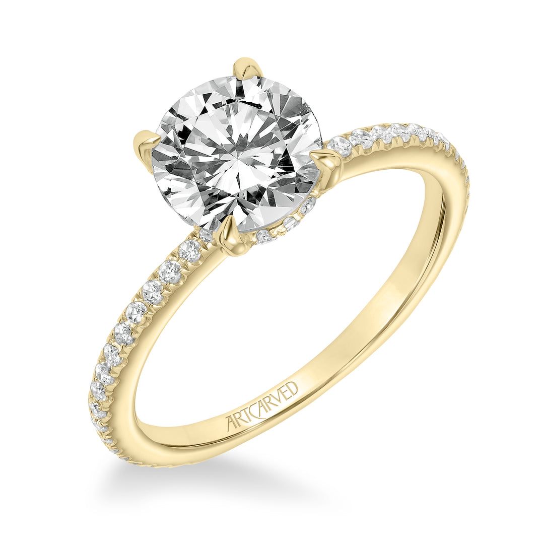 31-V820GRY-E.01 - Goldman - Classic Engagement Ring with Diamond Accented Basket and Diamond Shank