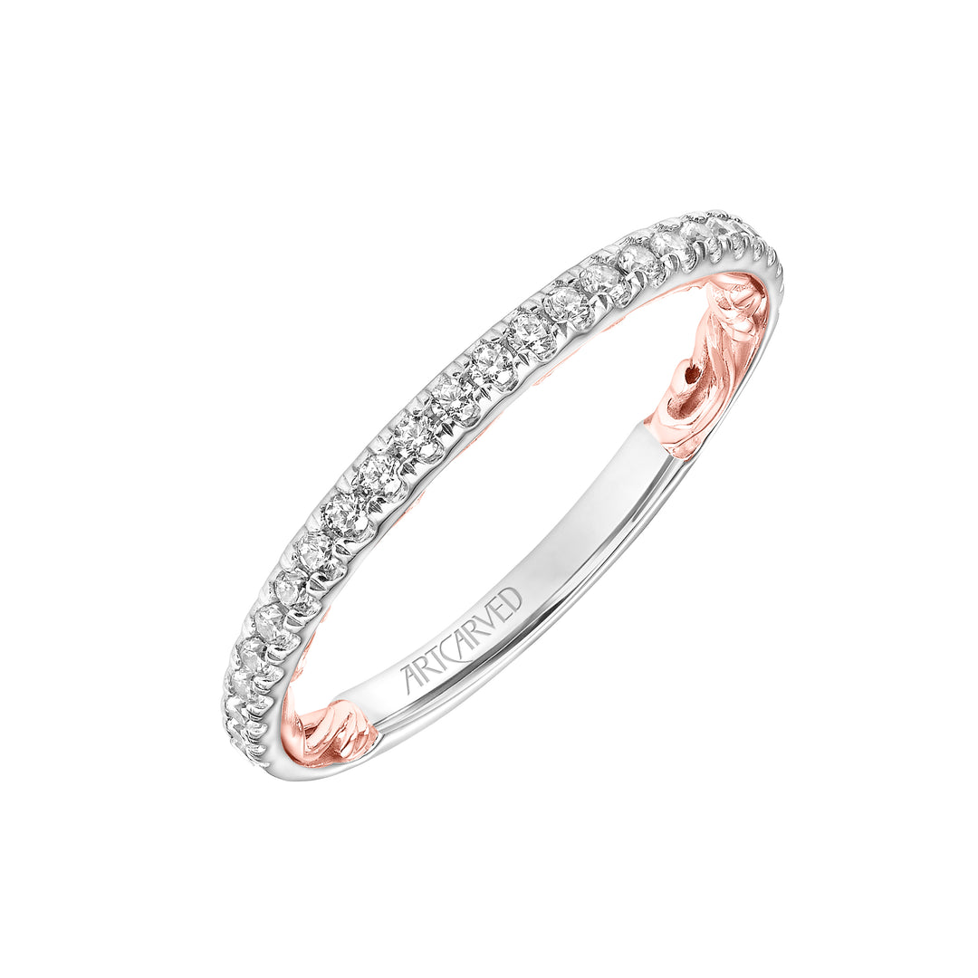 31-V903-L - ARTCARVED - Lyric Diamond Wedding Band with Inner Carved details