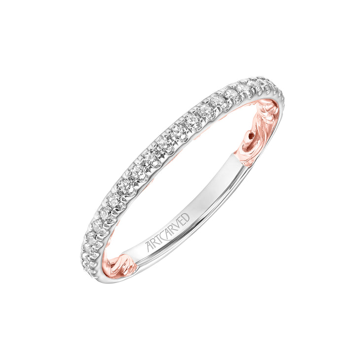 31-V903-L - ARTCARVED - Lyric Diamond Wedding Band with Inner Carved details