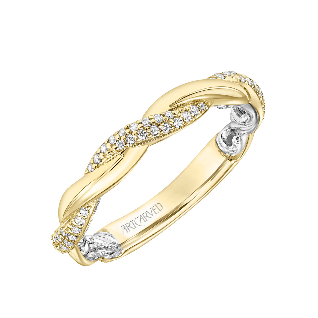 31-V920YW-L.00 - Goldman - Lyric Twist Wedding Band with Diamond and Polished Design with Inner Carved details