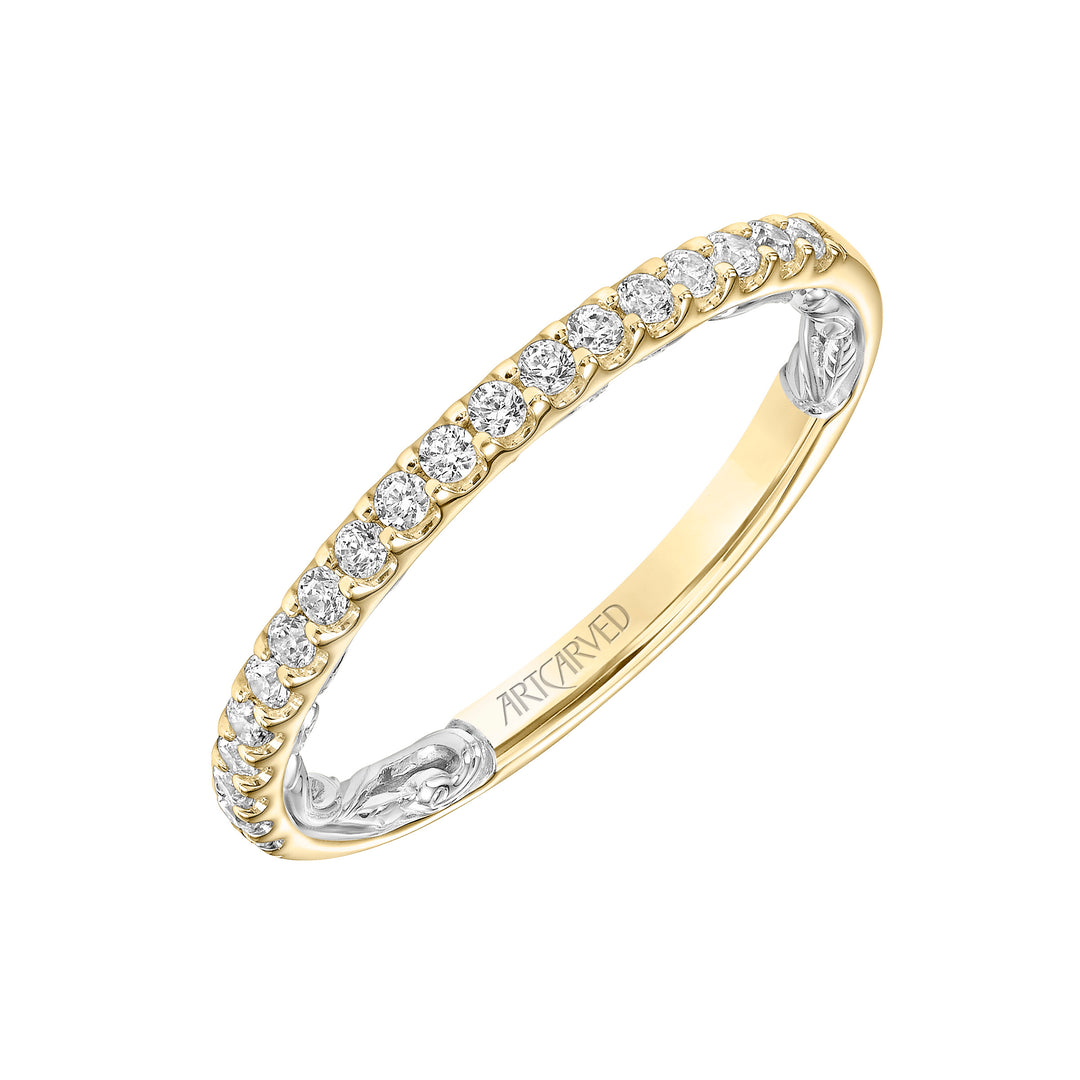 31-V934-L - ARTCARVED - Lyric Diamond Wedding Band with Inner Carved details
