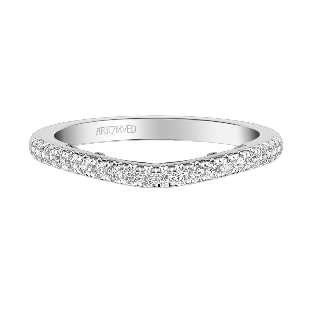 31-V1009-L - ARTCARVED - Lyric Curved Diamond Wedding Band with Inner Carved details