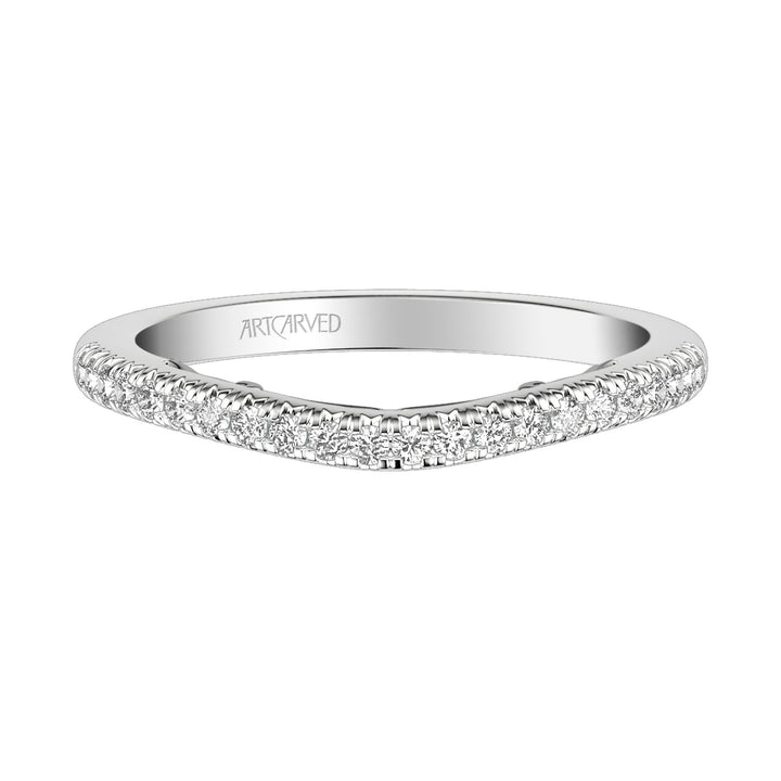 31-V1009-L - ARTCARVED - Lyric Curved Diamond Wedding Band with Inner Carved details