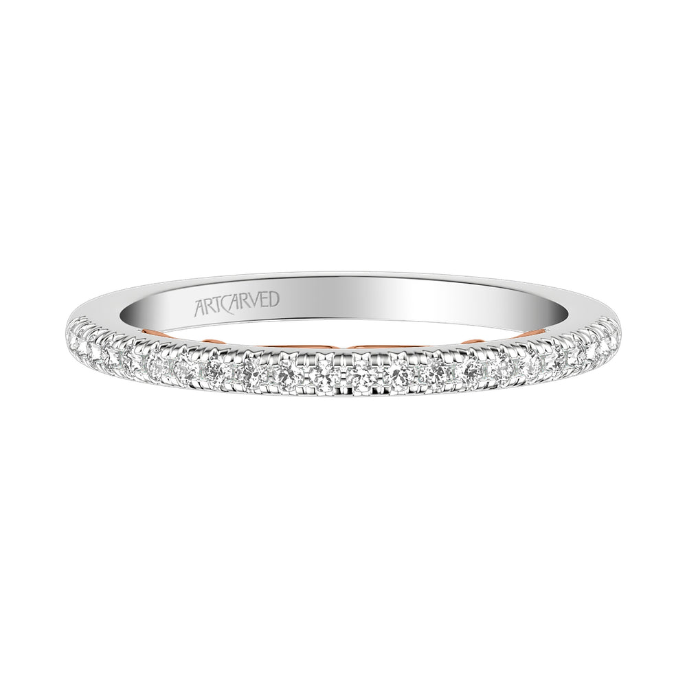 31-V1010-L - ARTCARVED - Lyric Diamond Wedding Band with Inner Carved details