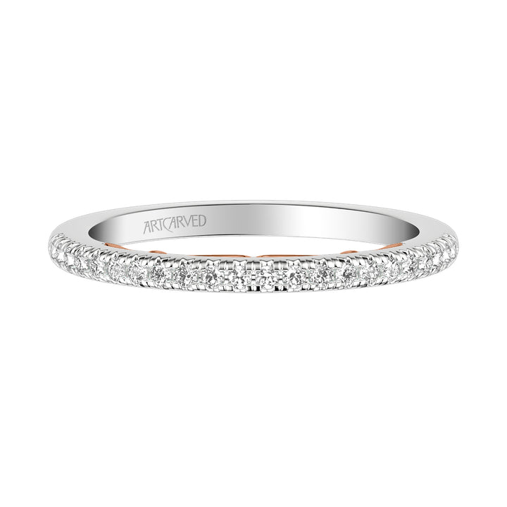 31-V1010-L - ARTCARVED - Lyric Diamond Wedding Band with Inner Carved details