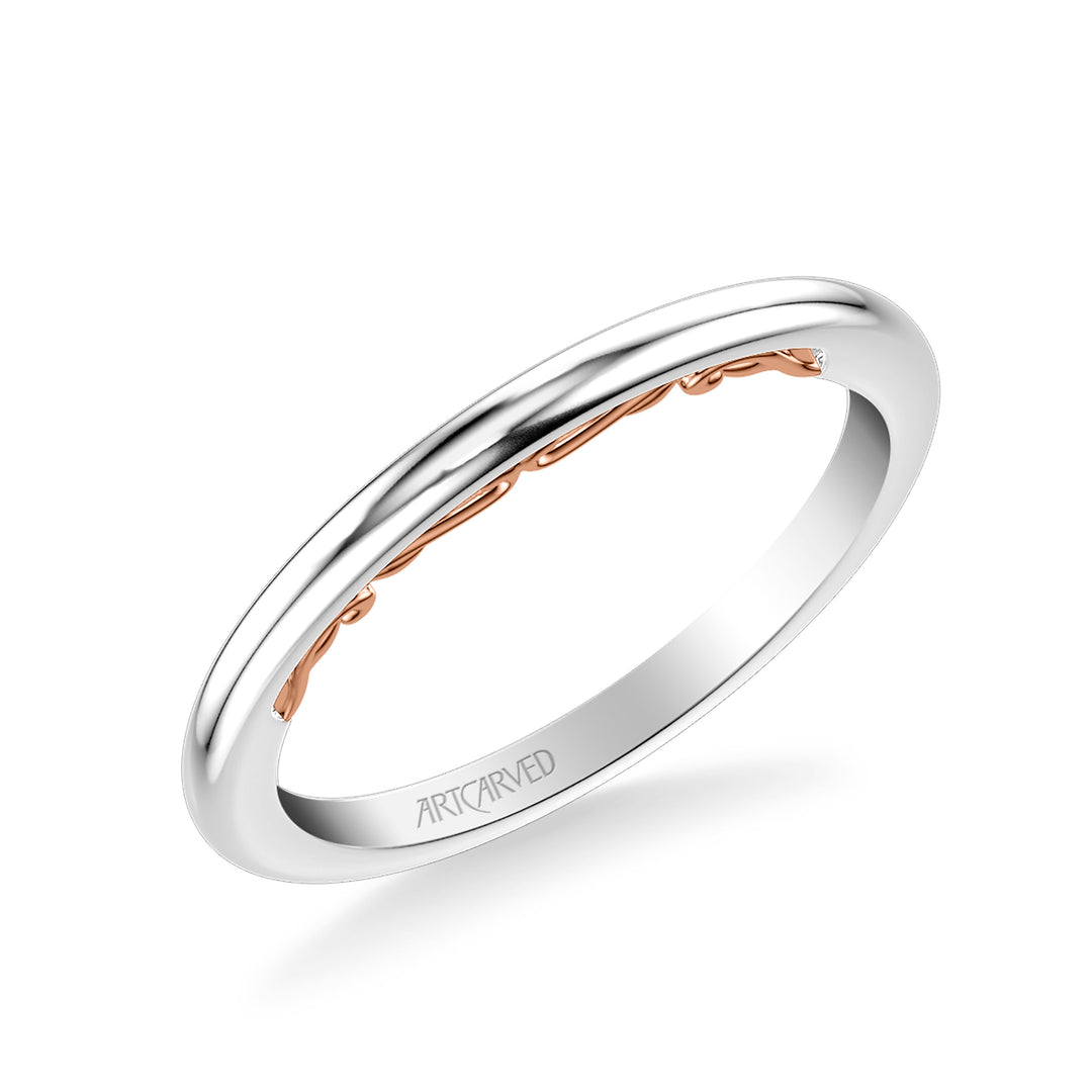 31-V1011-L - ARTCARVED - Lyric Polished Wedding Band with Inner Carved details