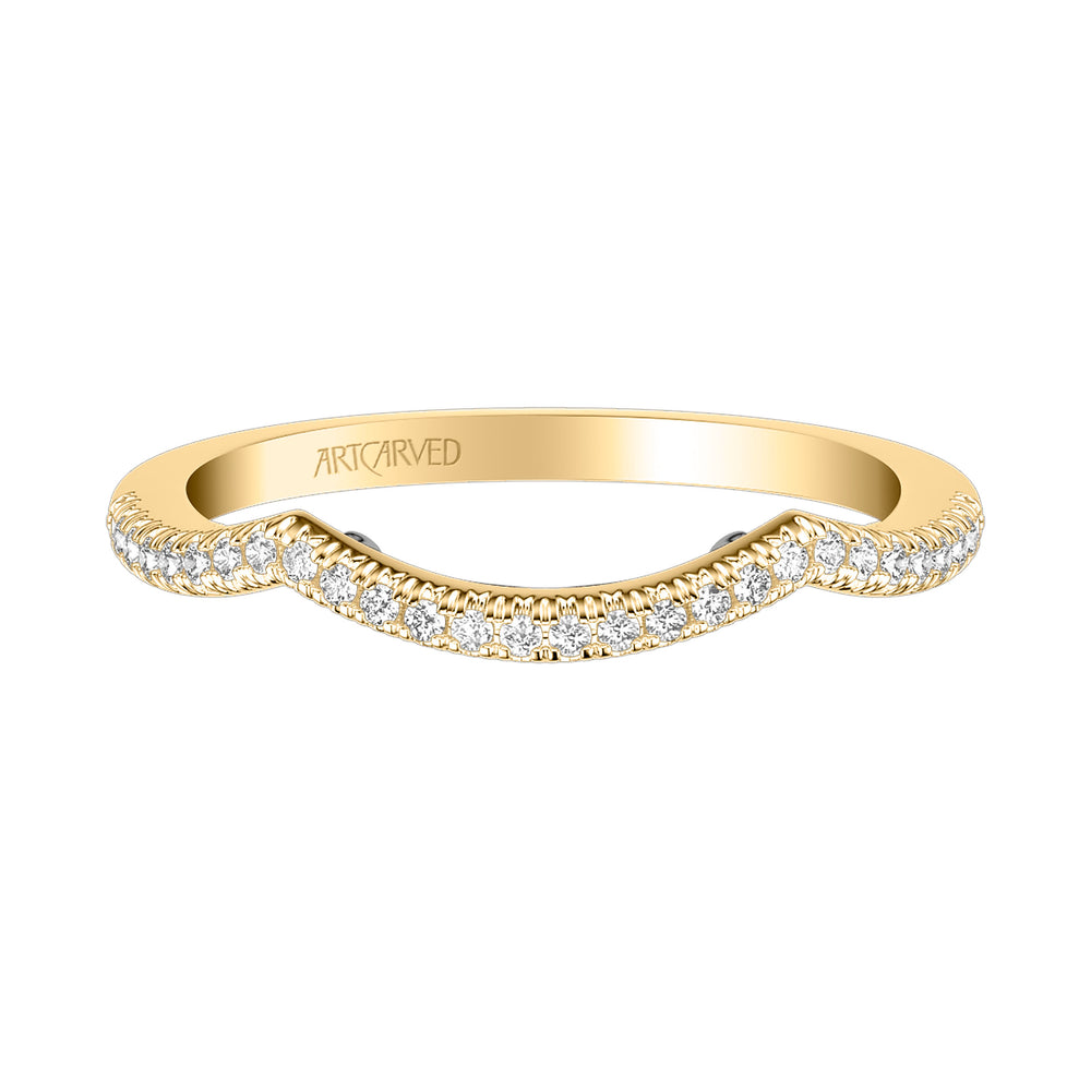 31-V1014-L - ARTCARVED - Lyric Curved Diamond Wedding Band with Inner Carved details