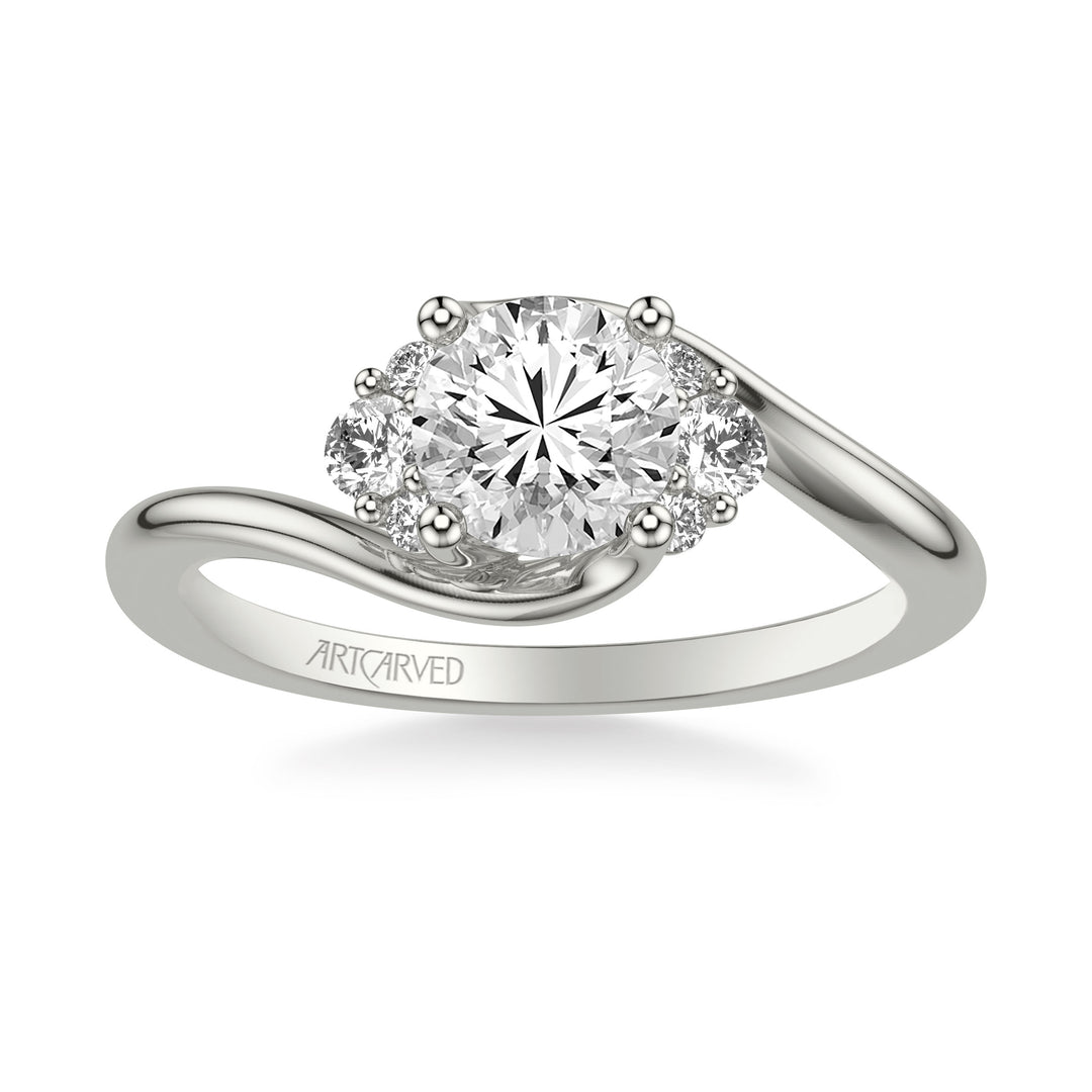 31-V1030ERW-E.00 - ARTCARVED - Classic Engagement Ring with Round Side Stones and Bypass Shank