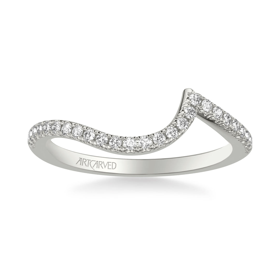 Classic Curved Wedding Band with Round Diamonds