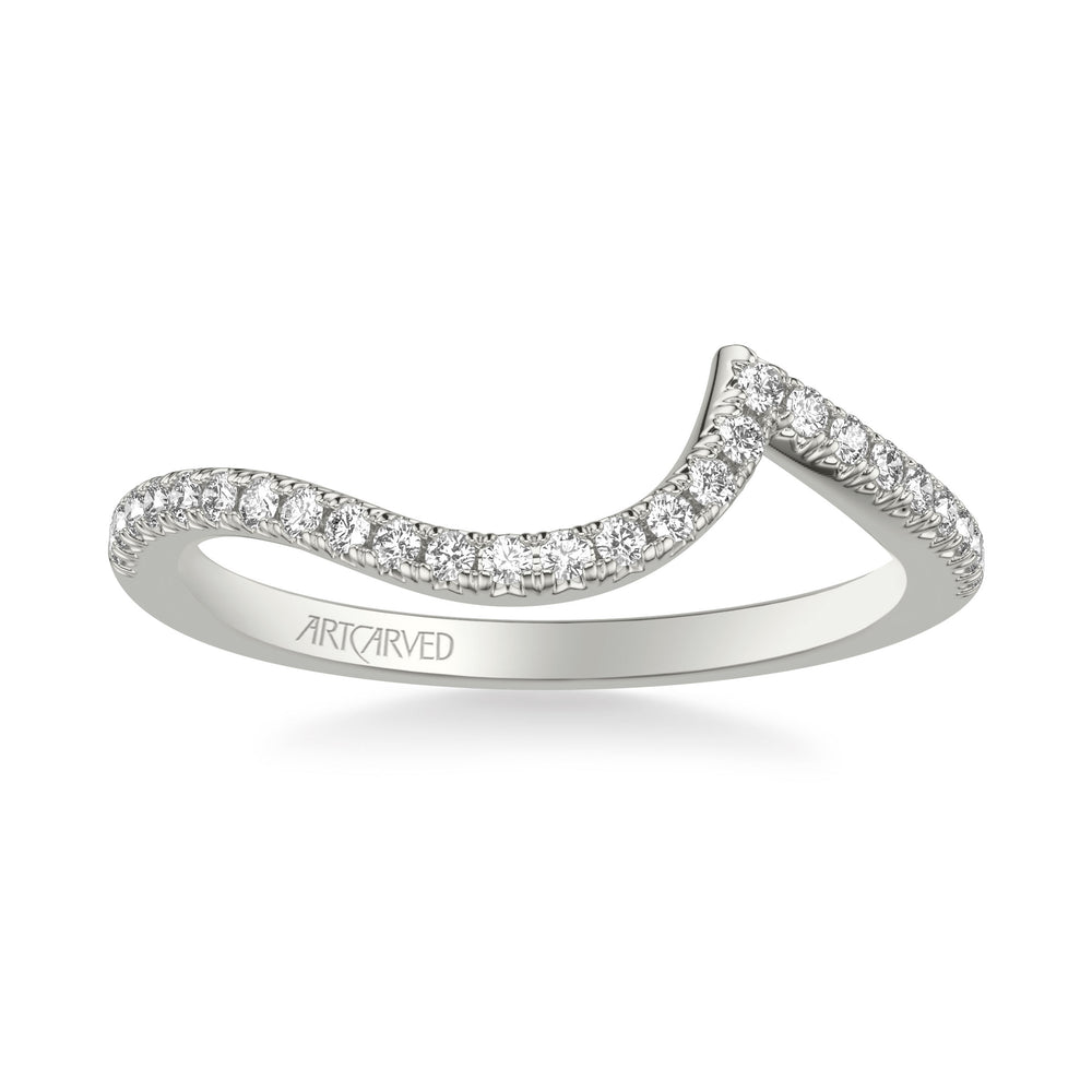 Classic Curved Wedding Band with Round Diamonds