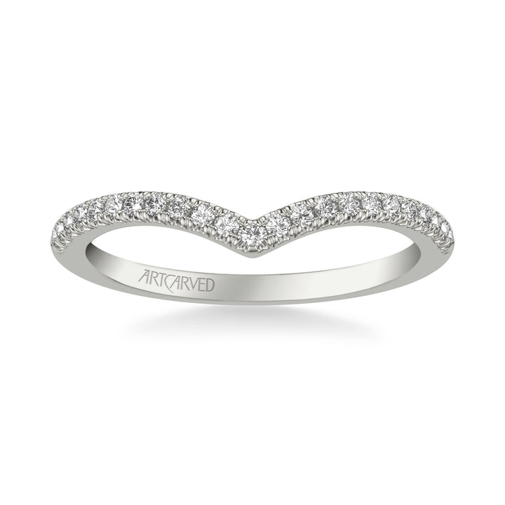 31-V1033-L - ARTCARVED - Classic Curved Wedding Band with Round Diamonds