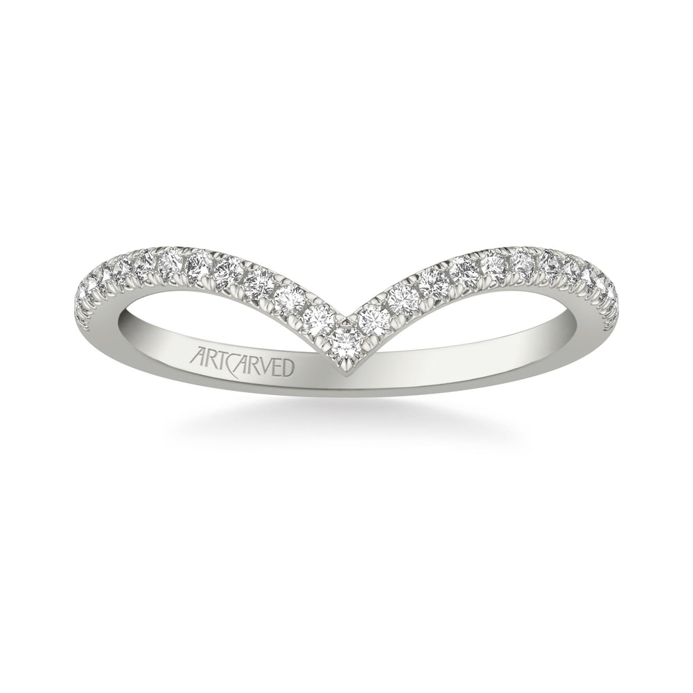Classic Curved Wedding Band with Round Diamonds