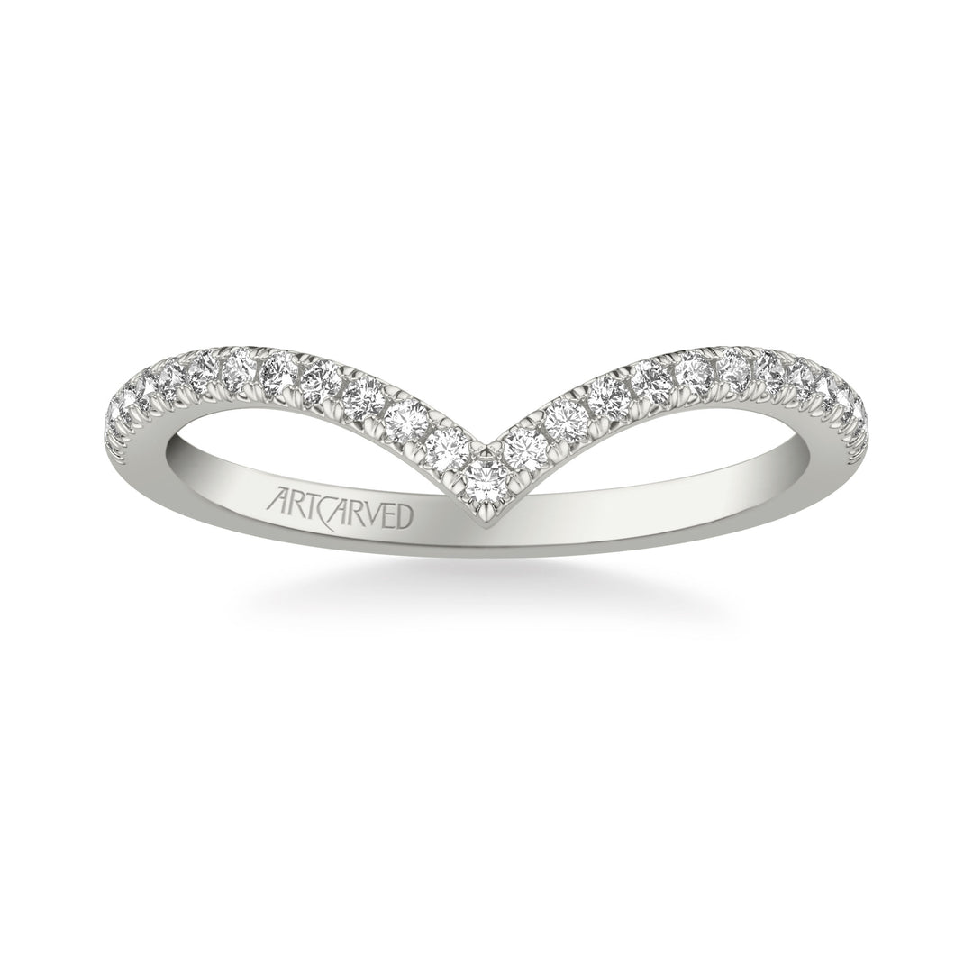 Classic Curved Wedding Band with Round Diamonds