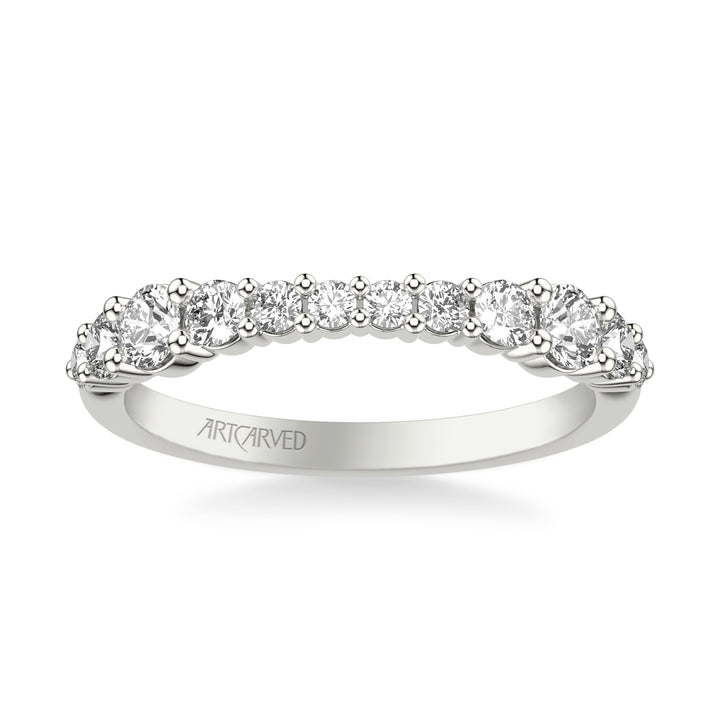 31-V1084-L - ARTCARVED - Classic Wedding Band with Graduated Round Prong Set Diamonds