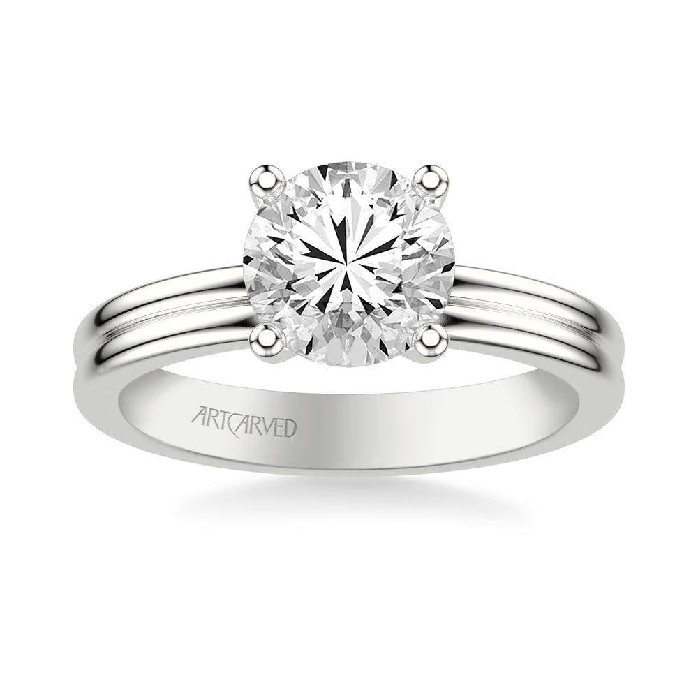 31-V1086IRW-E.01 - ARTCARVED -  Classic Solitaire Engagement Ring with Double Polished Shank