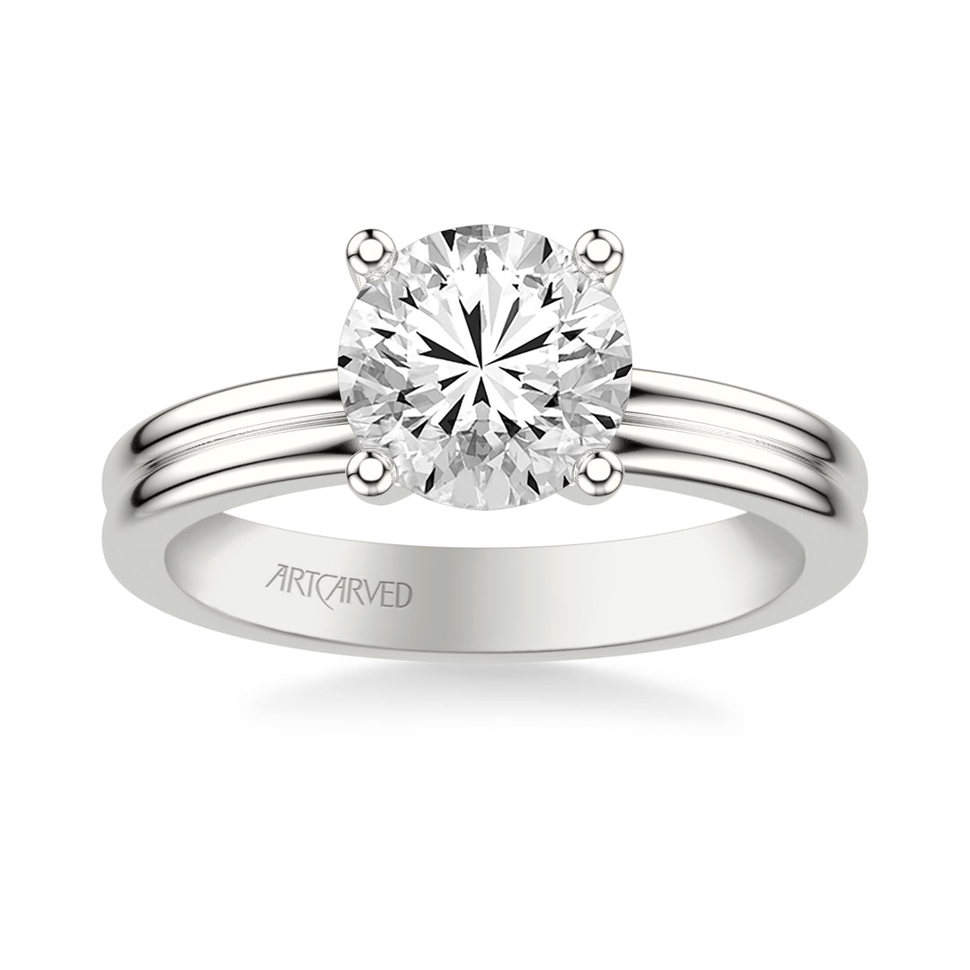 31-V1086IRW-E.01 - ARTCARVED -  Classic Solitaire Engagement Ring with Double Polished Shank