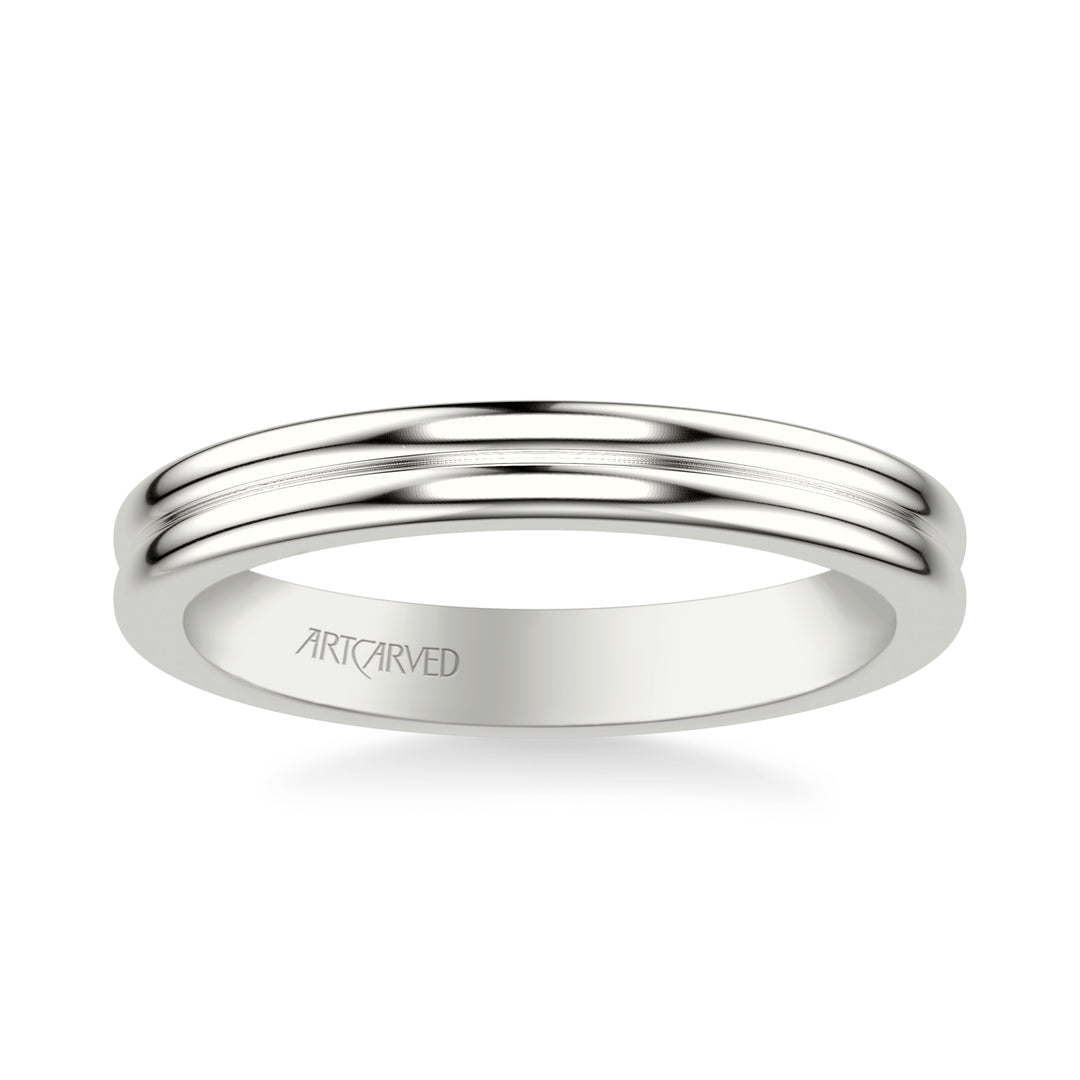 31-V1086W-W.00 - ARTCARVED -  Classic Wedding Band with Double Row Polished Band