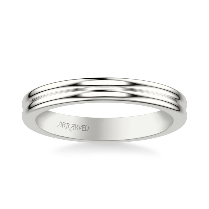 31-V1086W-W.00 - ARTCARVED -  Classic Wedding Band with Double Row Polished Band