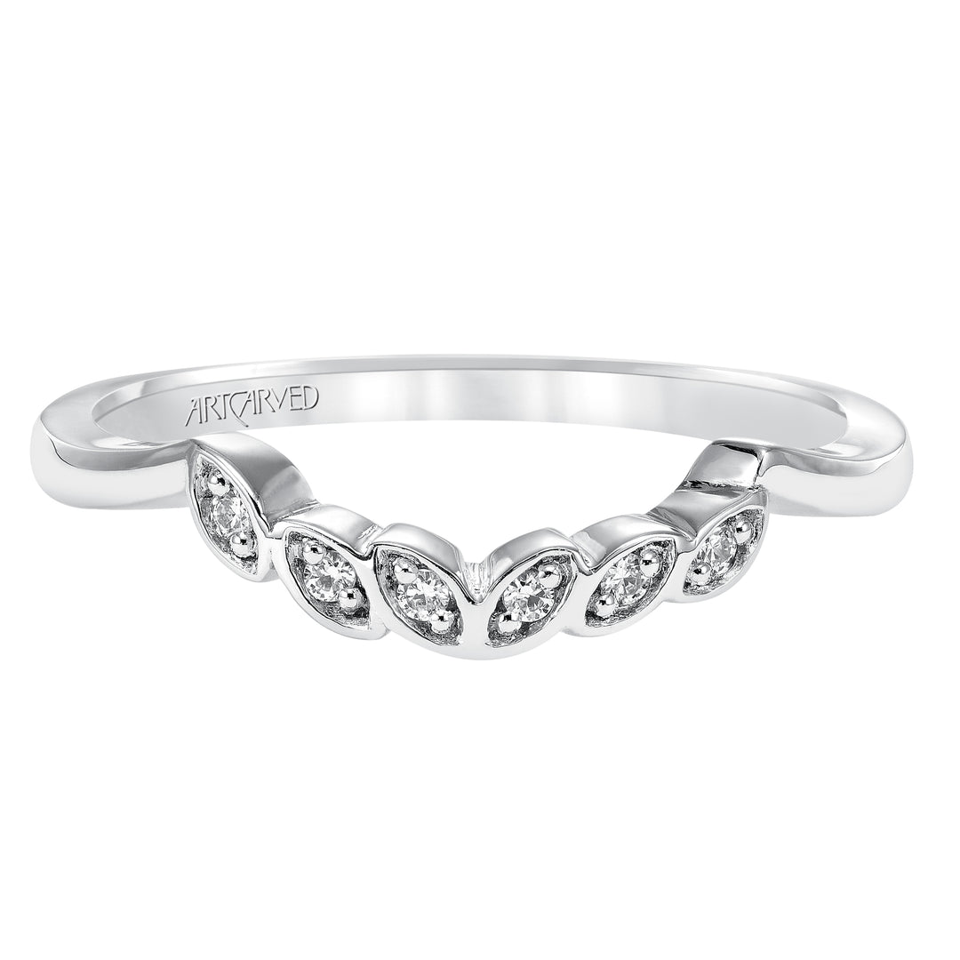 31-V317ERW-L.00 - ARTCARVED - Floral Curved Wedding Band with Diamond Petal Accents