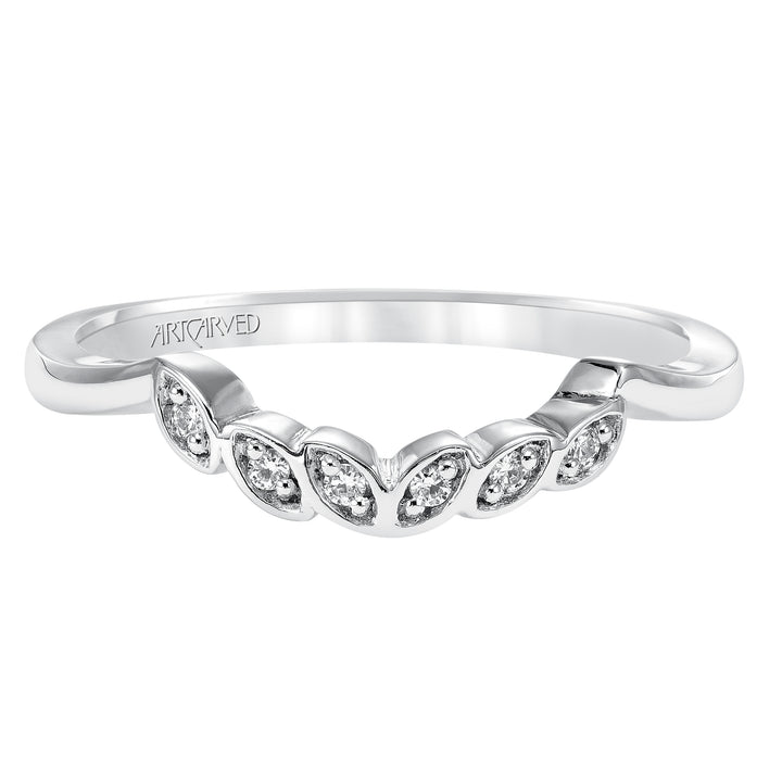 31-V317ERW-L.00 - ARTCARVED - Floral Curved Wedding Band with Diamond Petal Accents